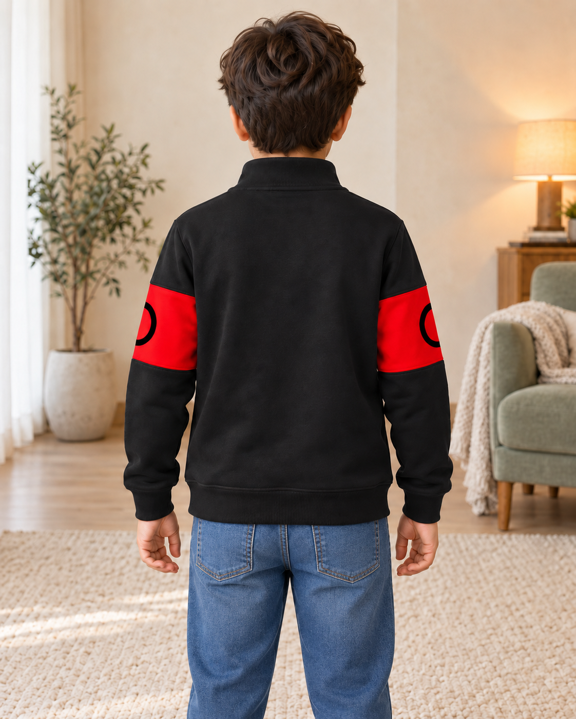 Kids Black & Red Graphic Zip-Up Jacket, back