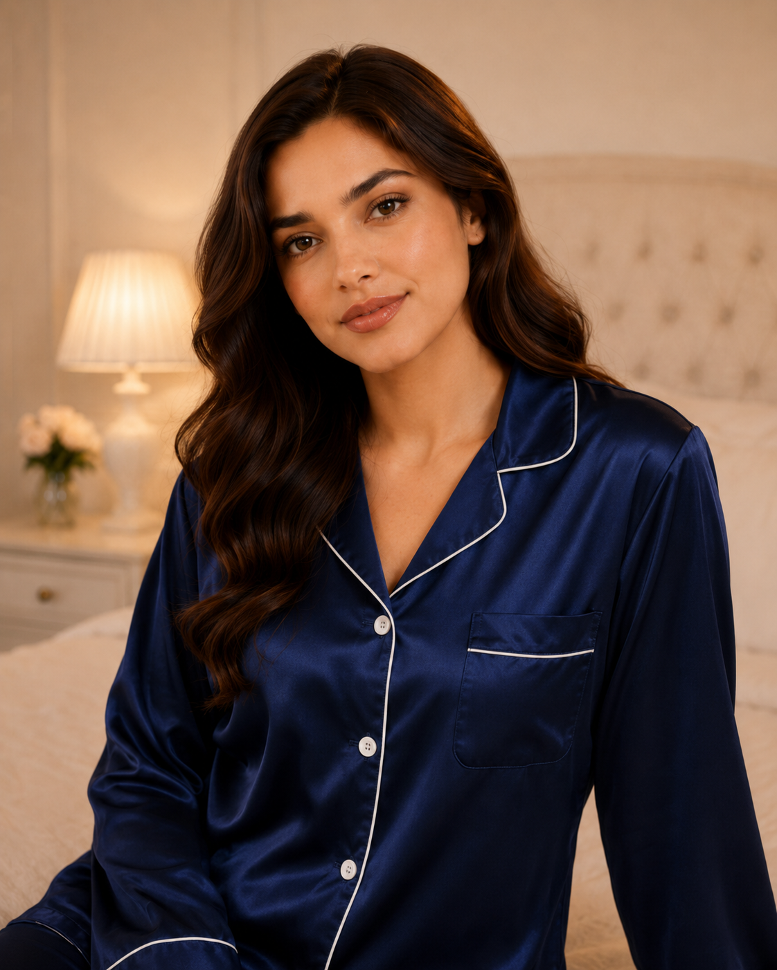 Blue Silk Night Suit for Women and Girls