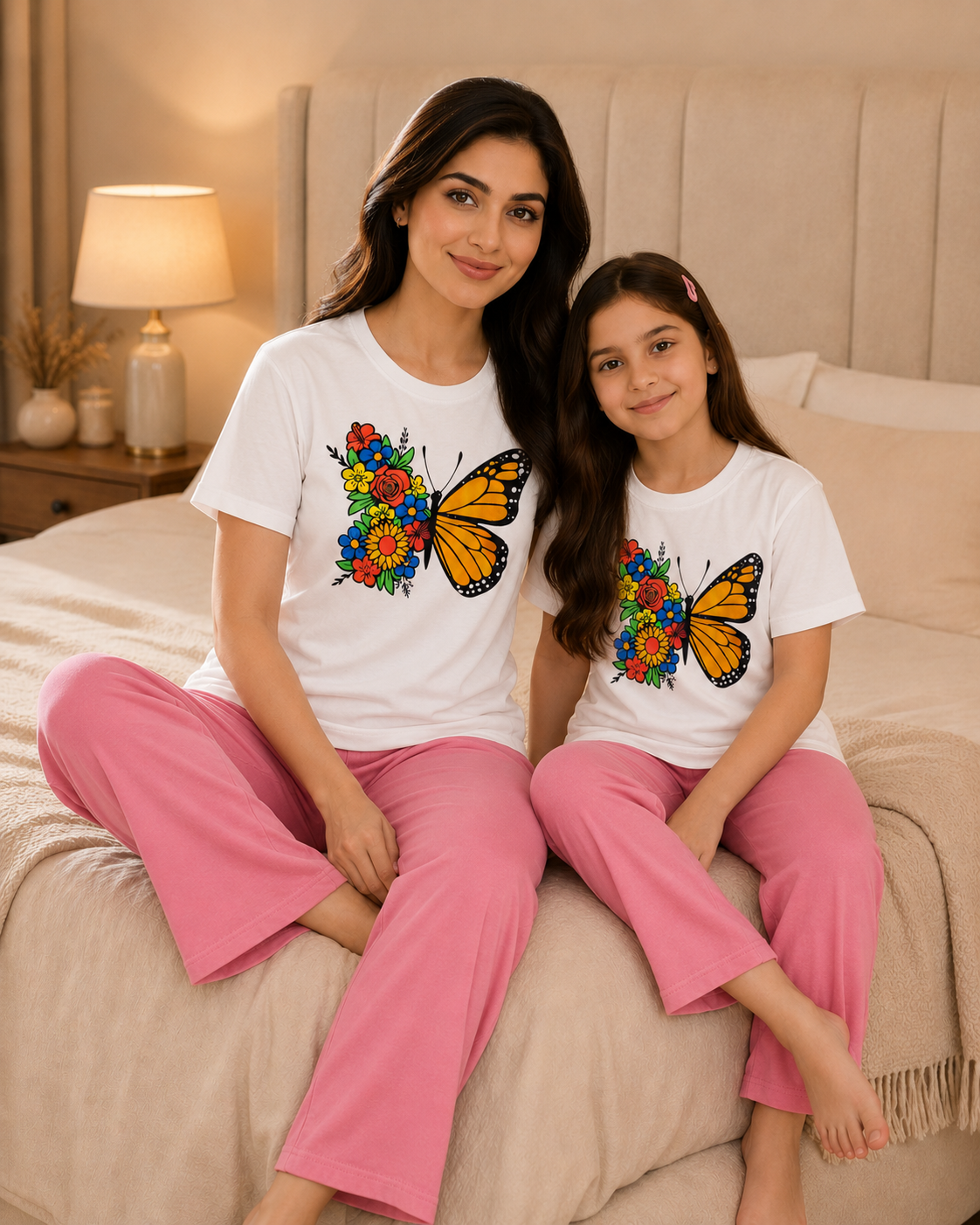 Butterfly W-P Mom & Daughter Night Suit