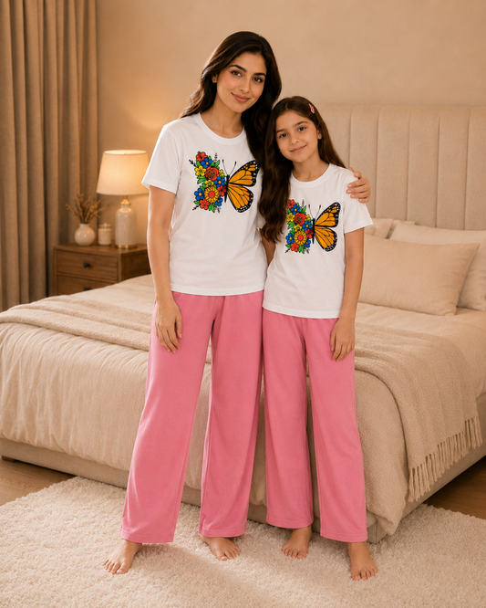 Butterfly W-P Mom & Daughter Night Suit – view 2