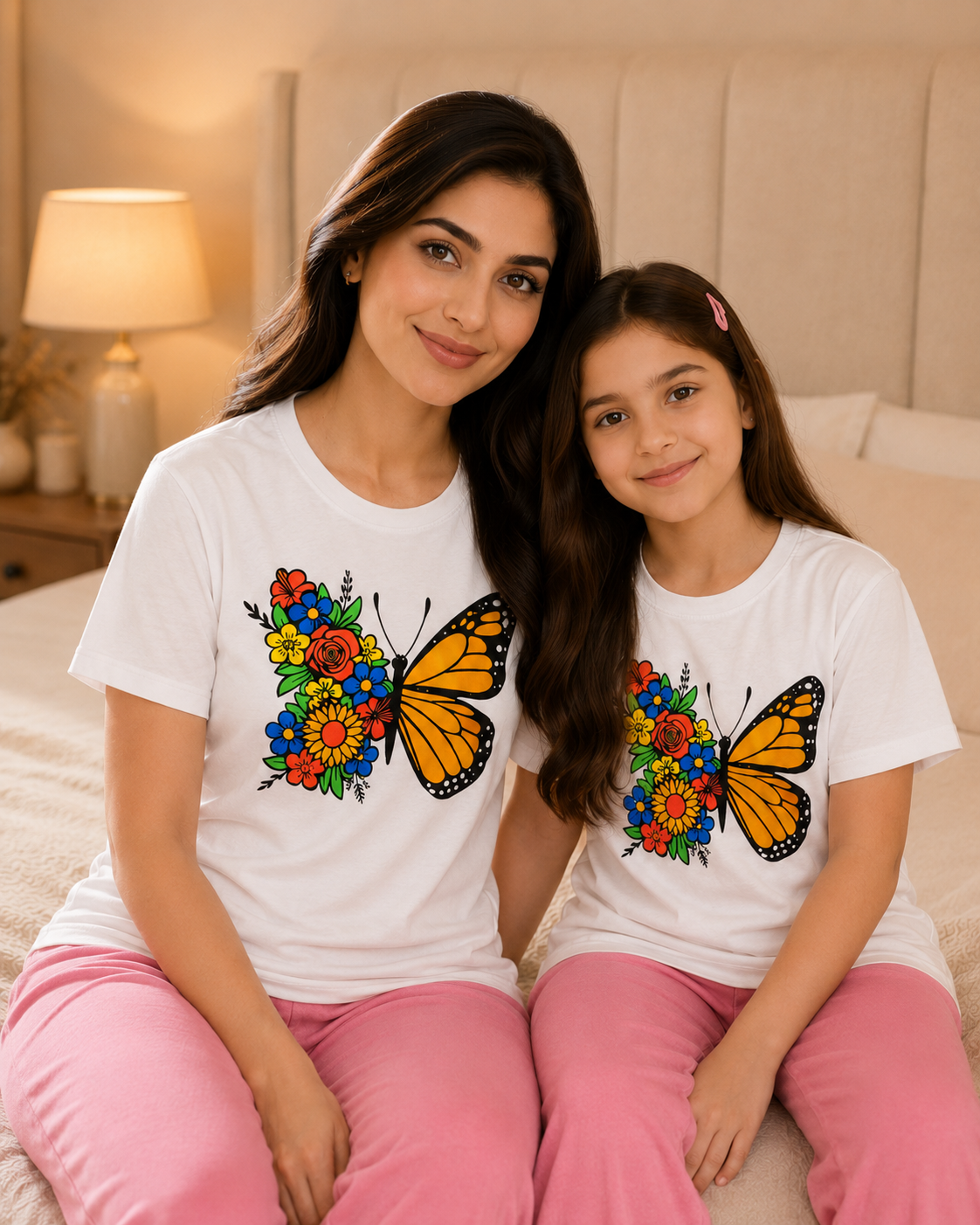 Butterfly W-P Mom & Daughter Night Suit – view 3