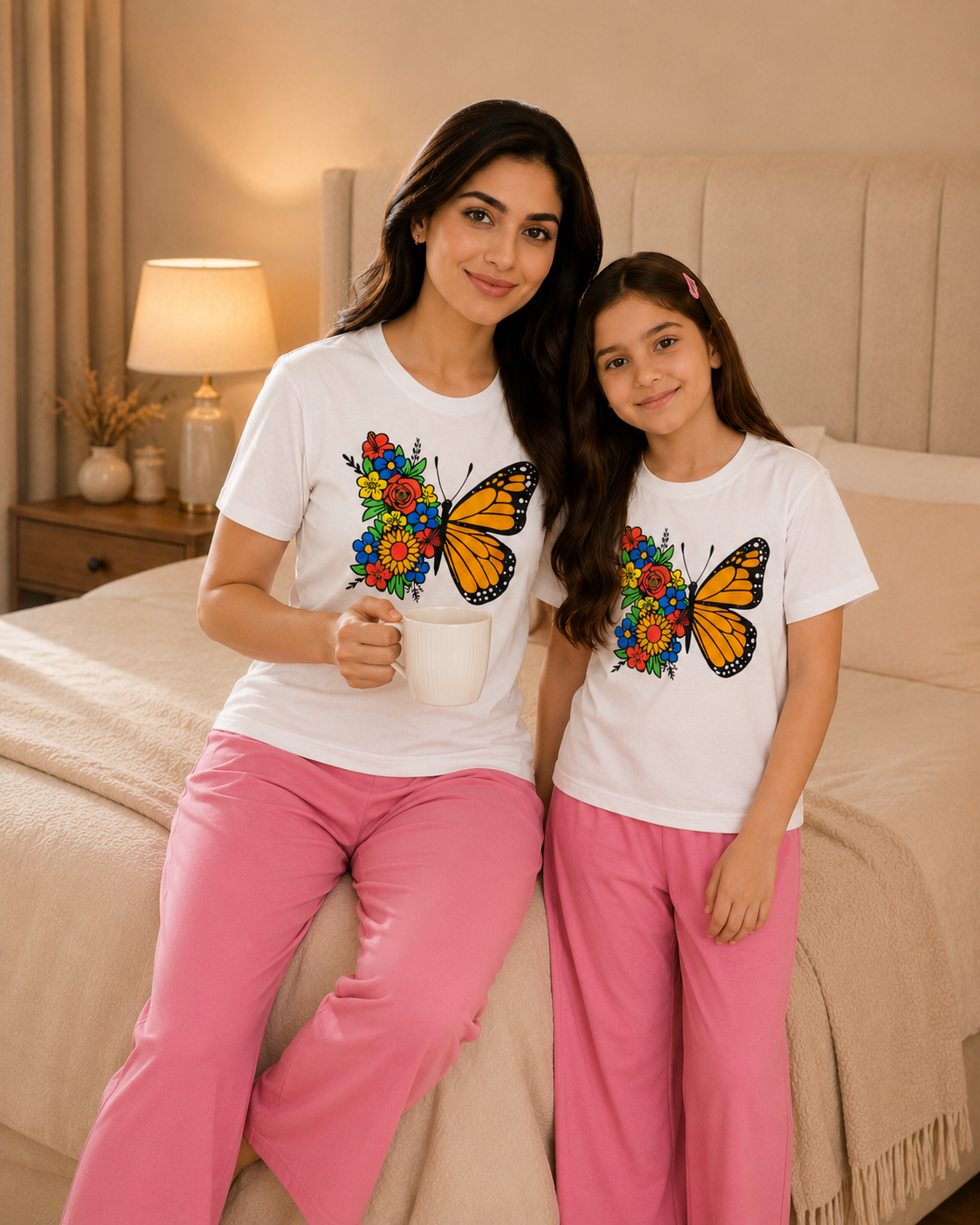 Butterfly W-P Mom & Daughter Night Suit – view 4