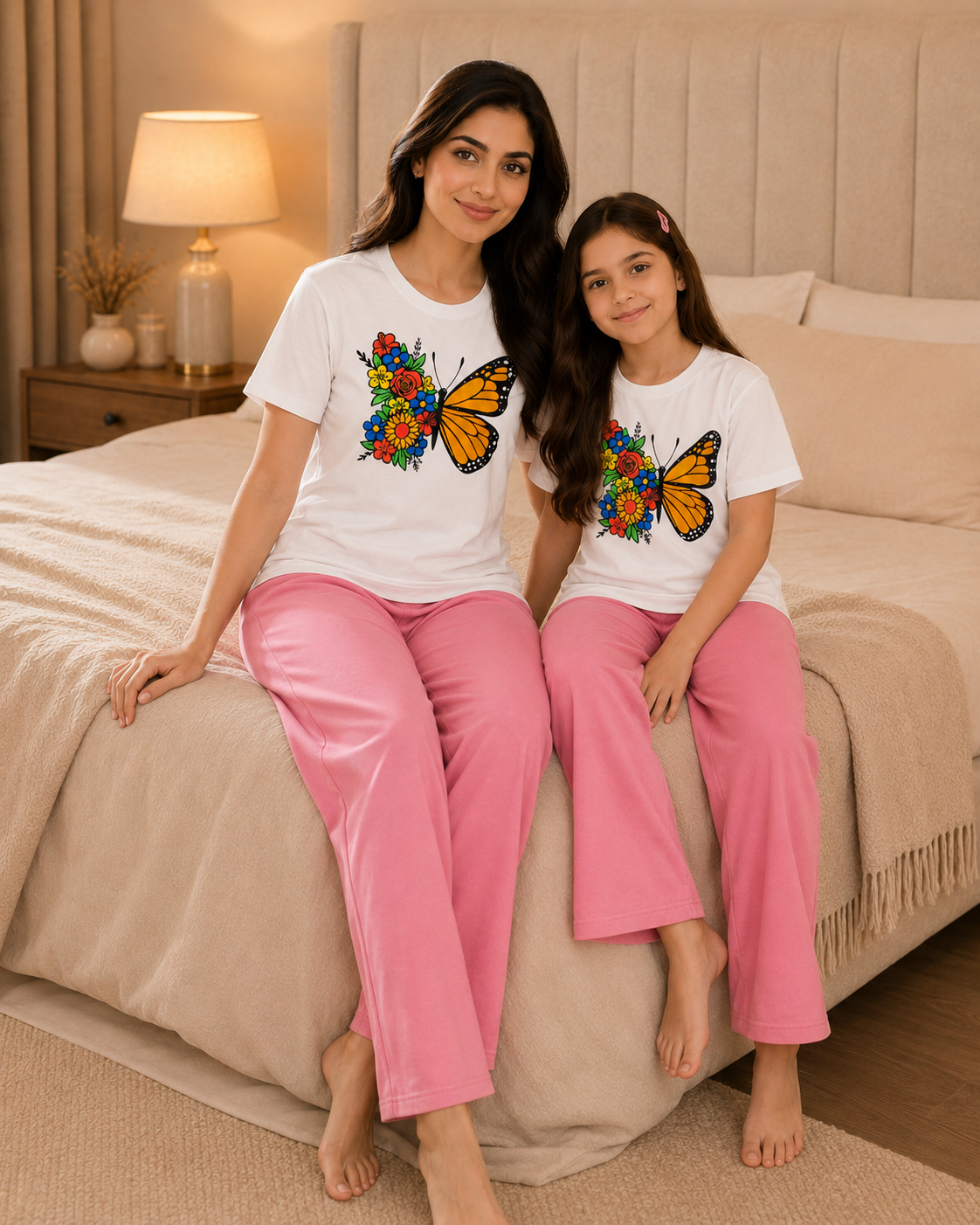 Butterfly W-P Mom & Daughter Night Suit – view 5