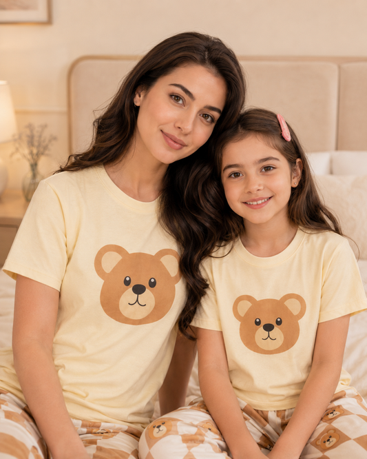 Mom & Daughter Matching Cotton Night Suit – Handsome Panda