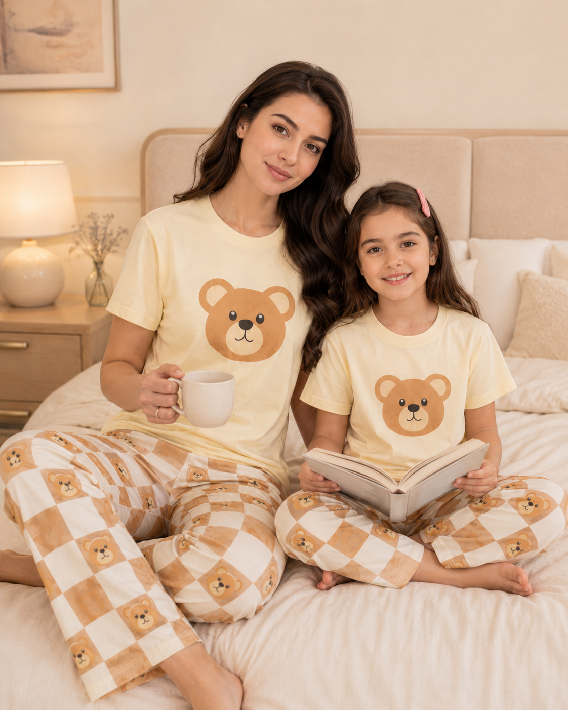Mom & Daughter Matching Cotton Night Suit – Handsome Panda