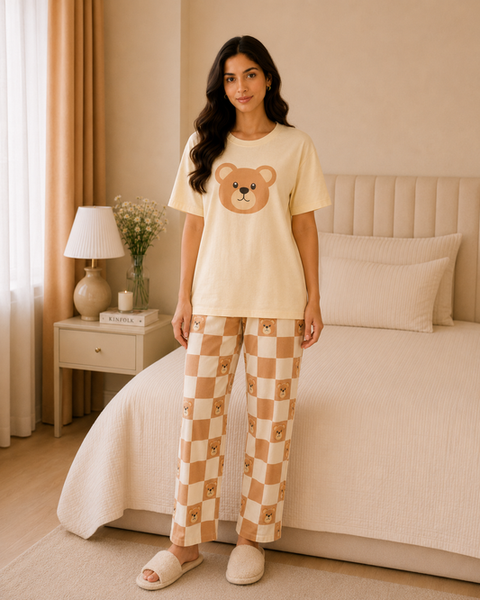 Handsome Panda Printed Women's Nightwear