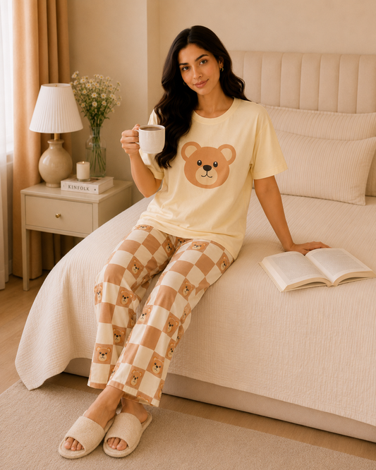 Handsome Panda Printed Women's Nightwear
