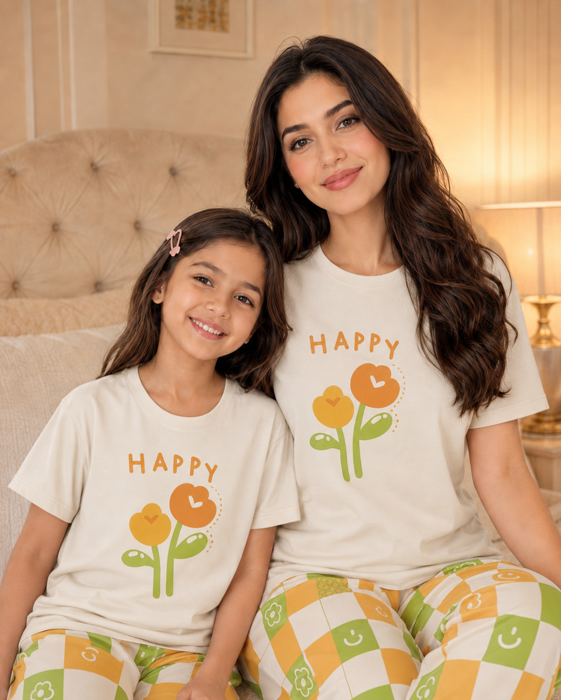 Happy Flower Mom & Daughter Night Suit