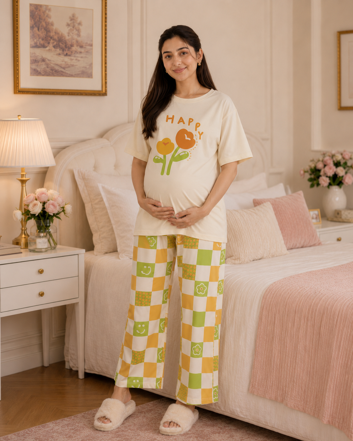Happy Flower Maternity Cotton Night Suit