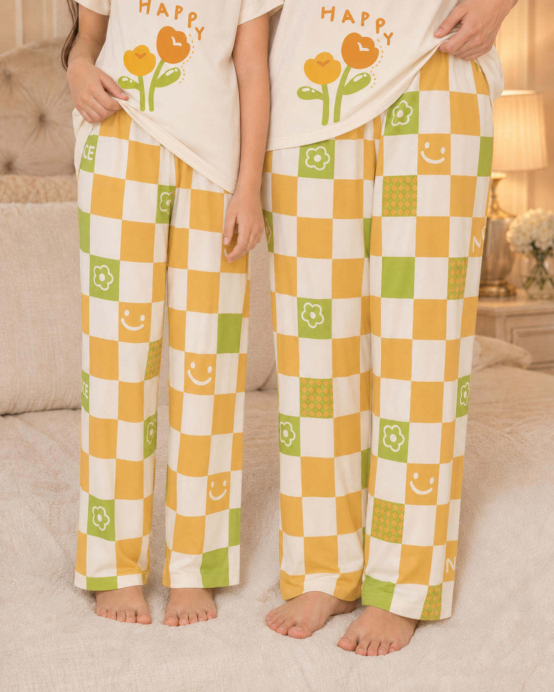 Happy Flower Mom & Daughter Night Suit