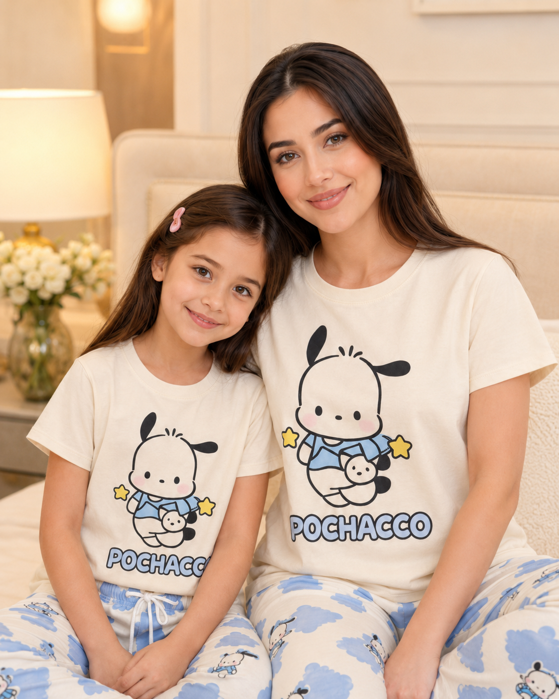 Mom & Daughter Matching Cotton Night Suit – pochacco