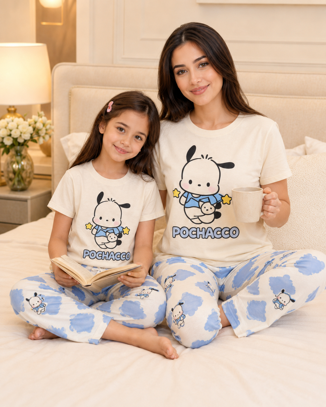 Mom & Daughter Matching Cotton Night Suit – pochacco