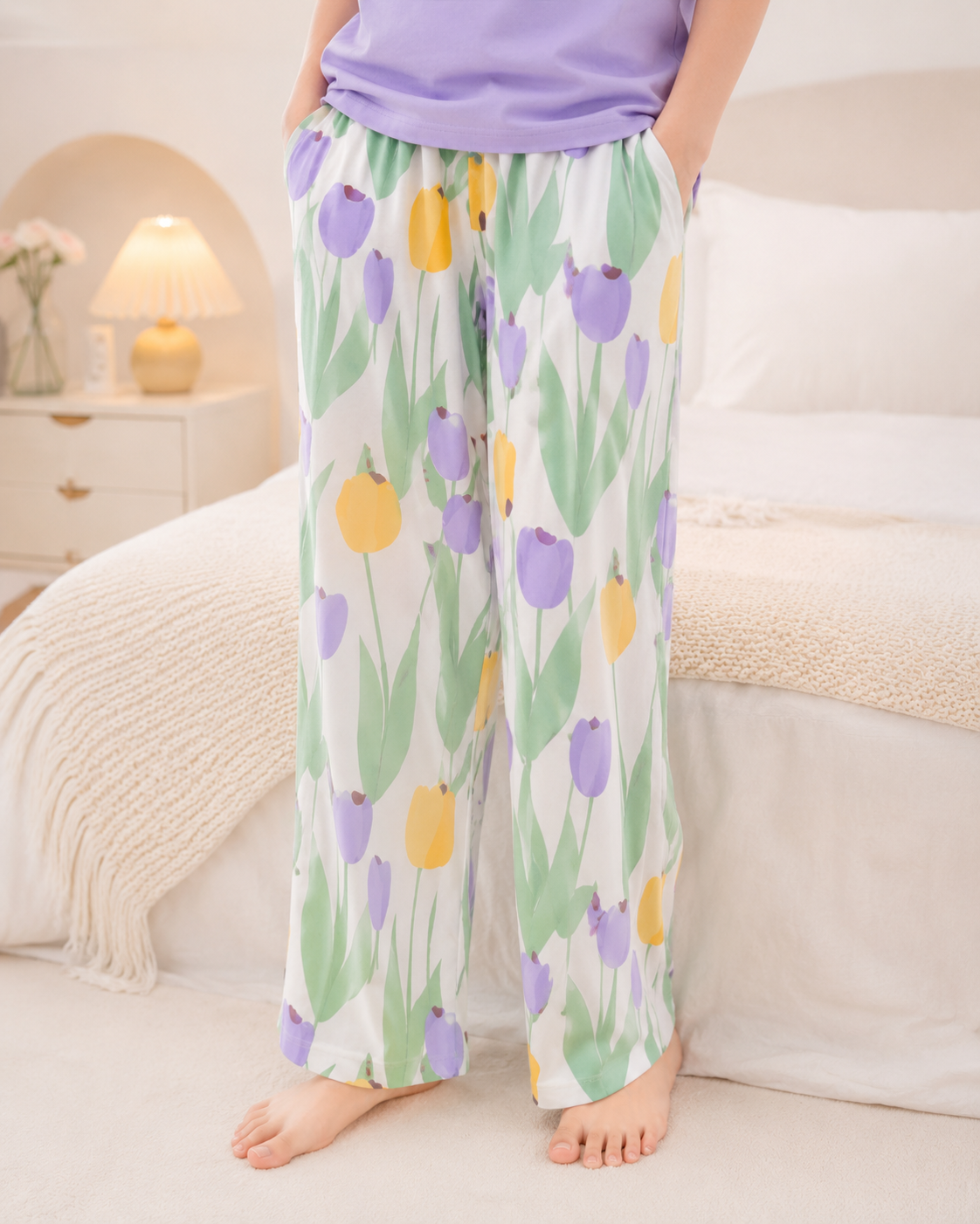 Purple Rabbit printed night suit for girls
