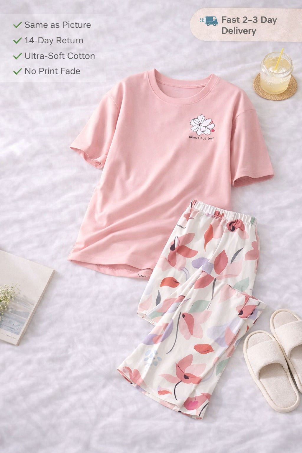 Long Leaf Printed Night Suit