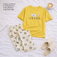Yellow China Printed Night Suit