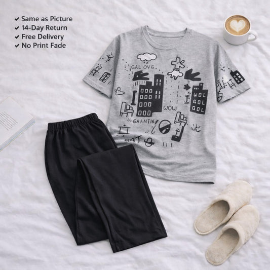 Grey Planet Printed Night Suit