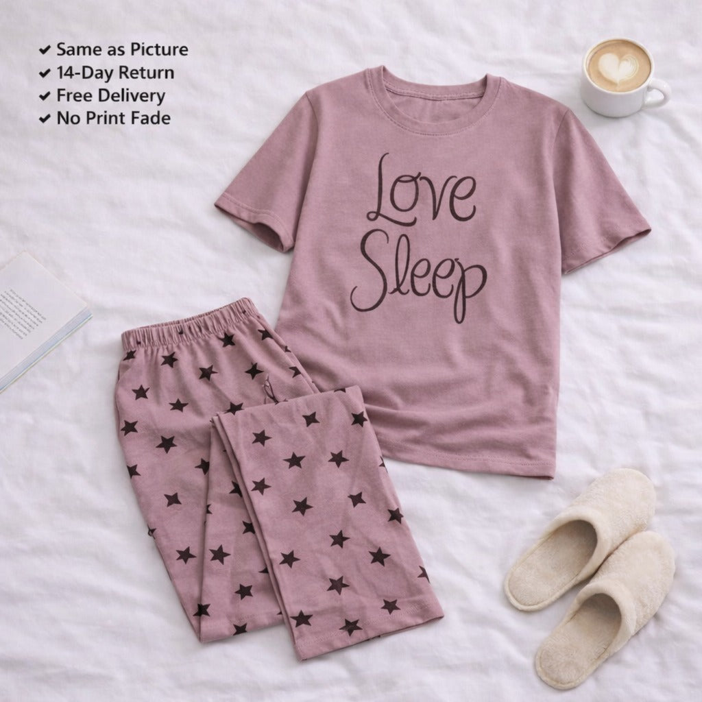 Love Sleep Printed Night Suit