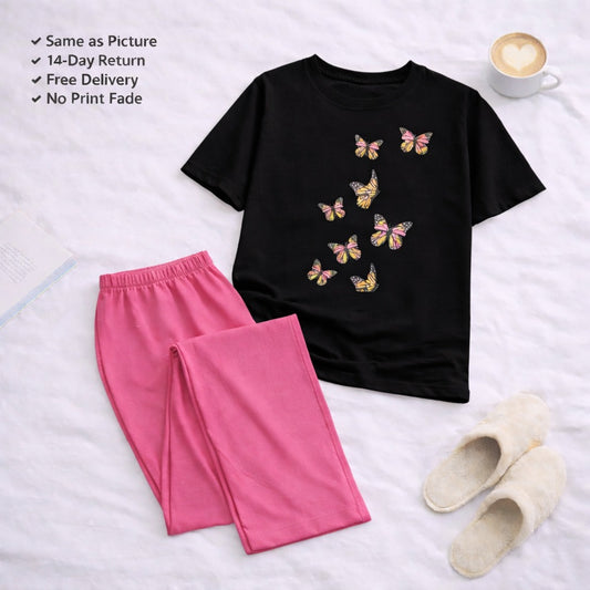 7 Butterflies Printed Night Suit