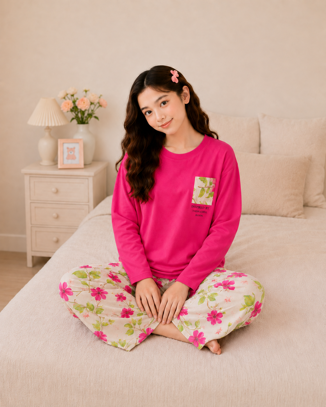 Atishi Leaf Full Sleeve Night Suit for Girls
