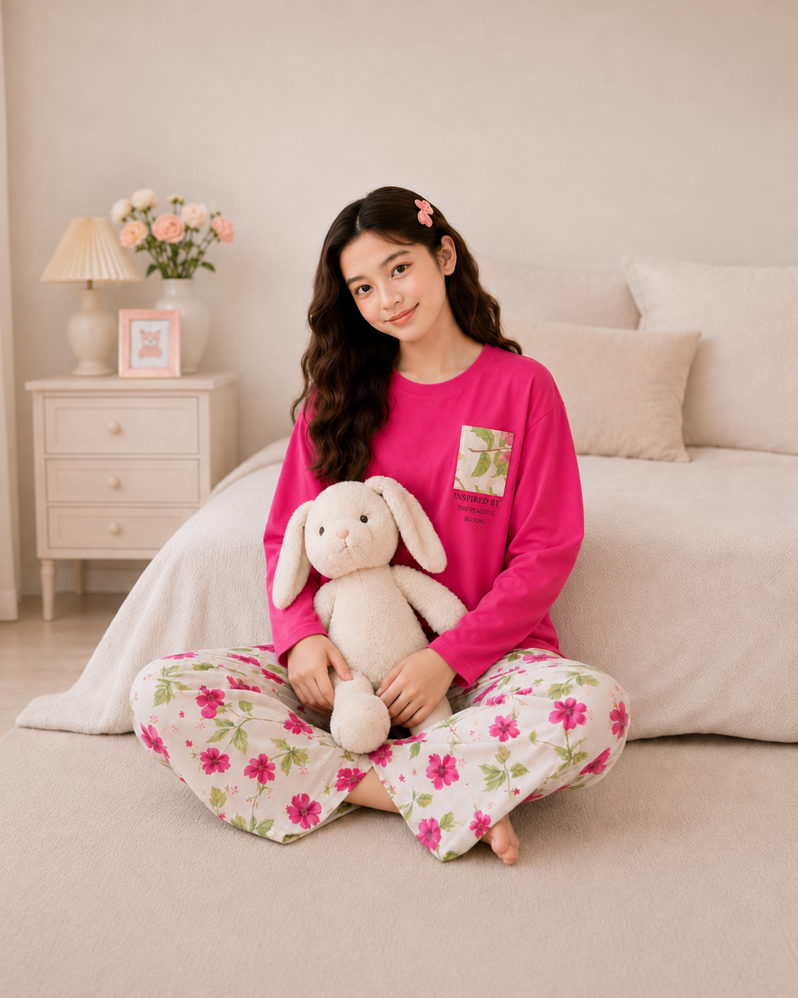 Atishi Leaf Full Sleeve Night Suit for Girls