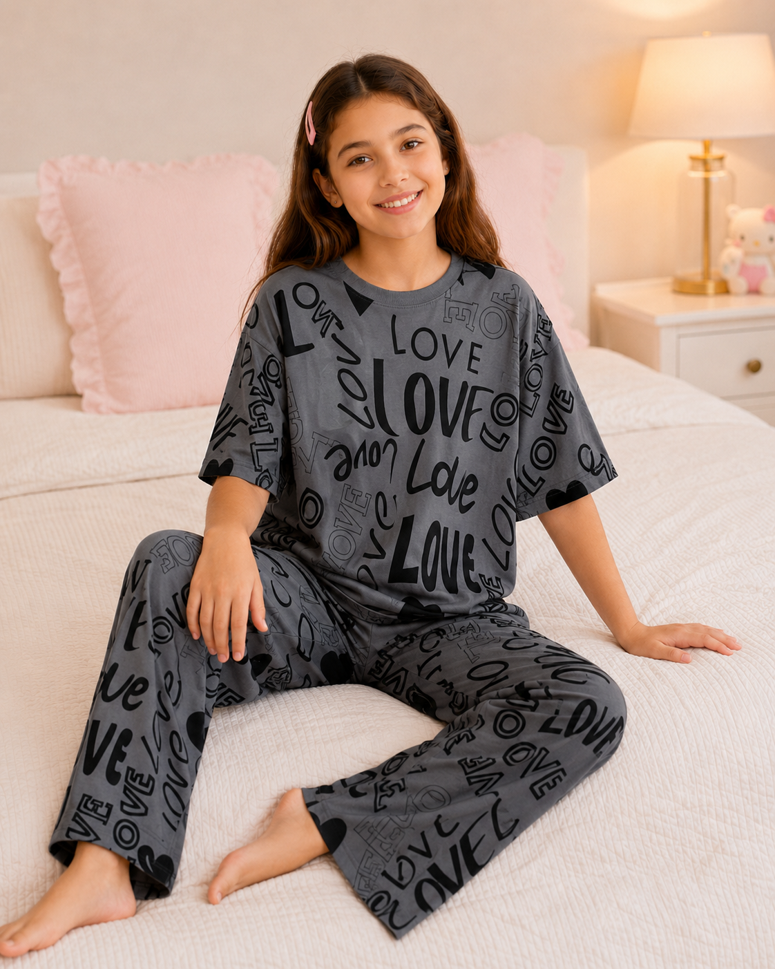 Grey love new  Girls Night Suit