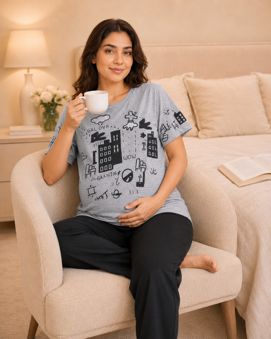 Grey Planet Maternity Cotton Night Suit – view 2