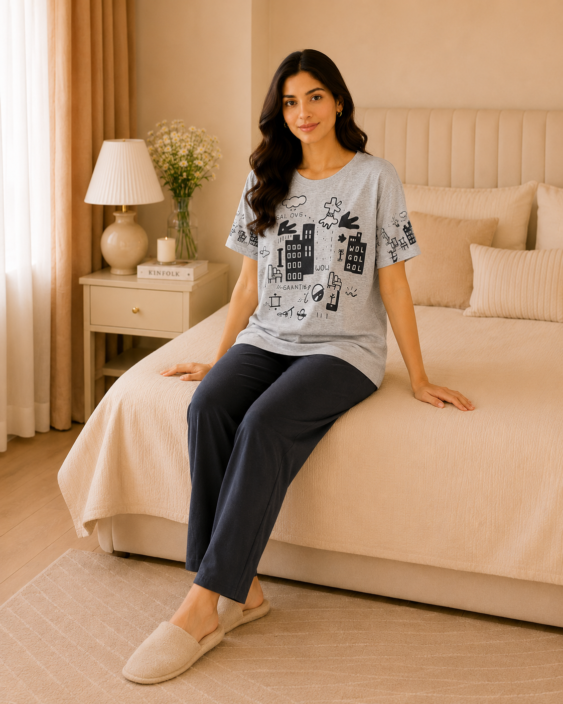 Grey Planet Printed Night Suit
