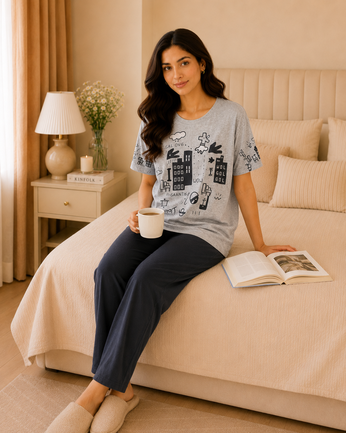 Grey Planet Printed Night Suit