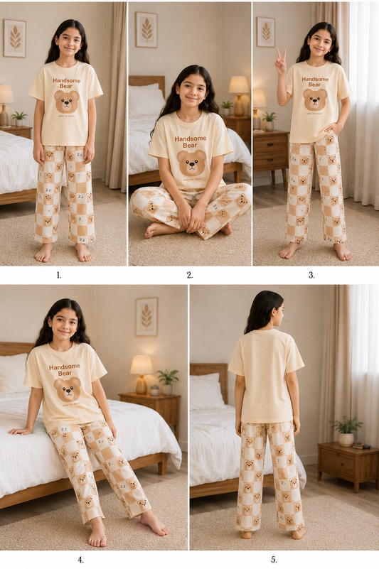 Handsome Panda Girls Night Suit