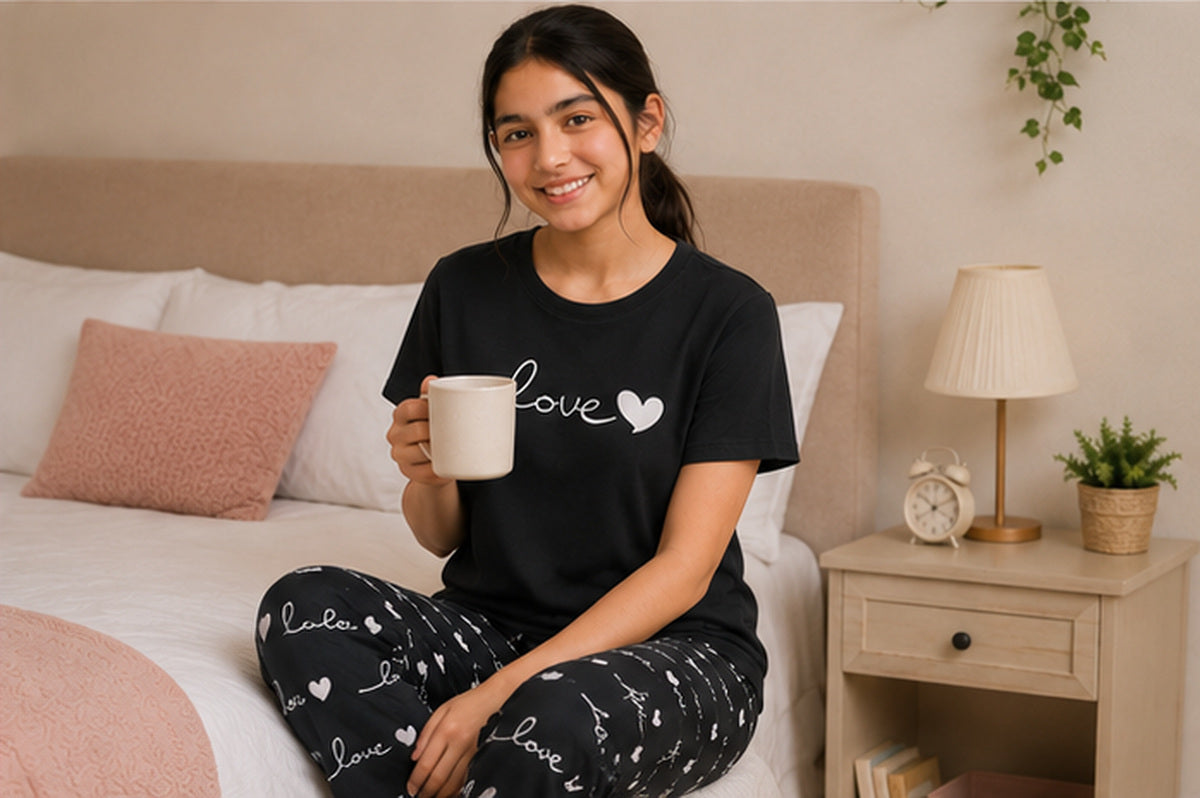 Love Printed Girls Night Suit lifestyle view