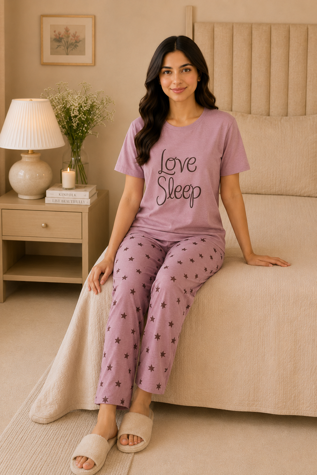 Love Sleep Printed Night Suit