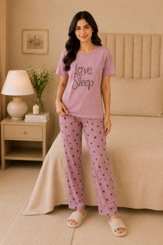 Love Sleep Printed Night Suit