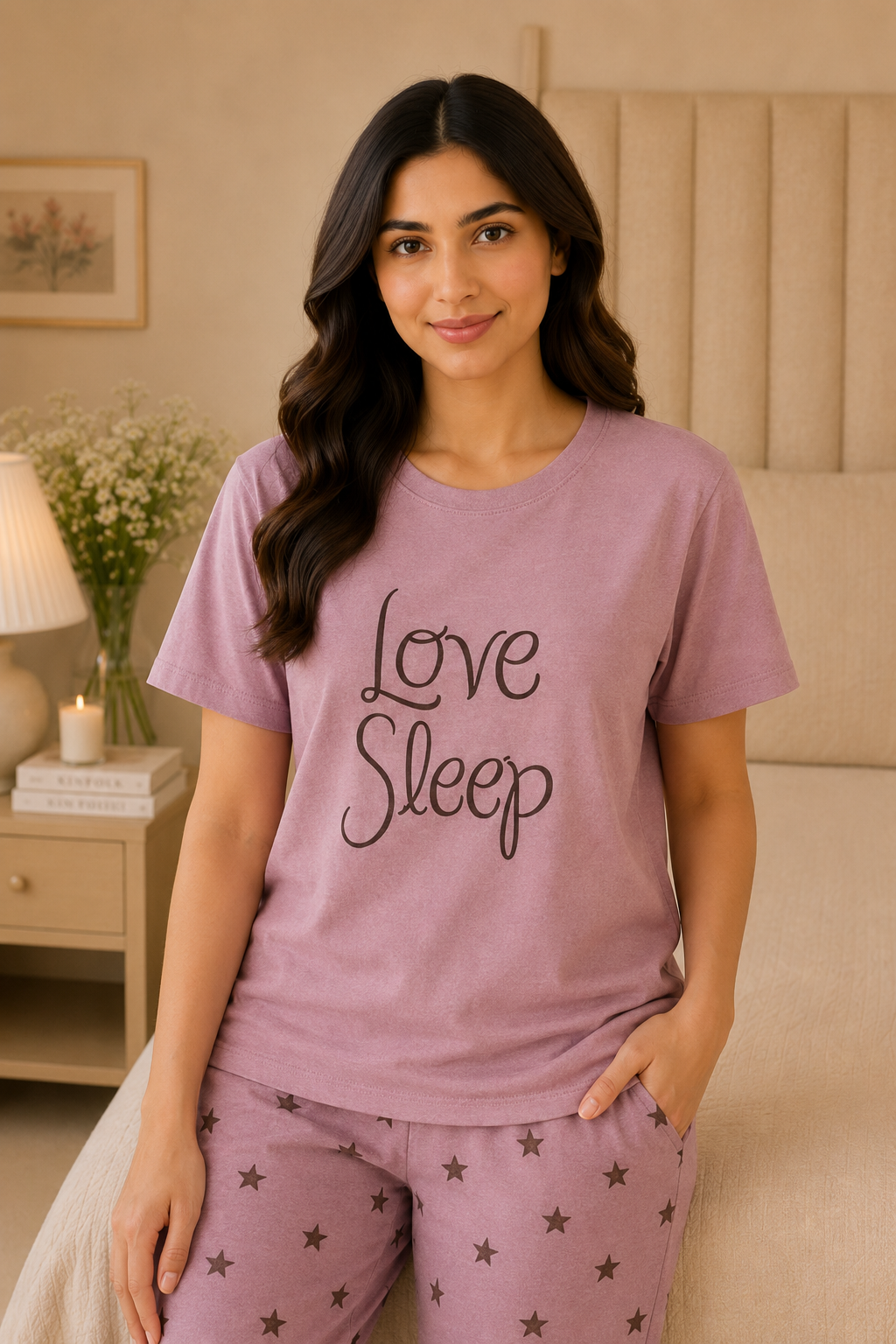 Love Sleep Printed Night Suit