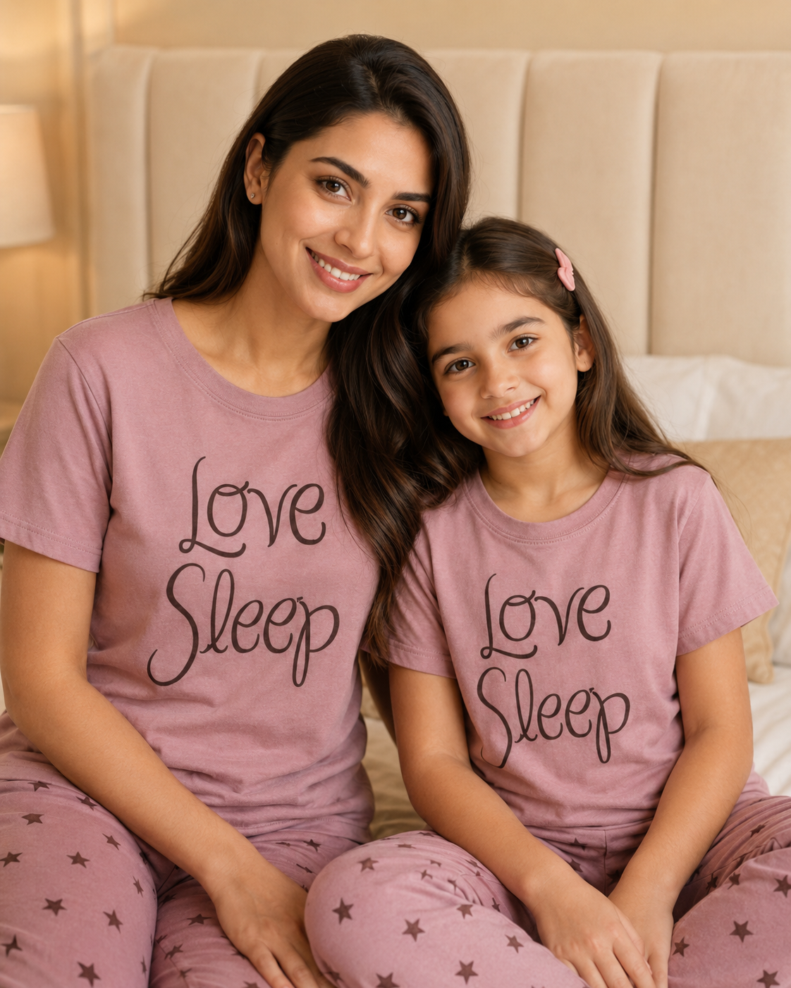 Mom & Daughter Matching Cotton Night Suit – Love Sleep