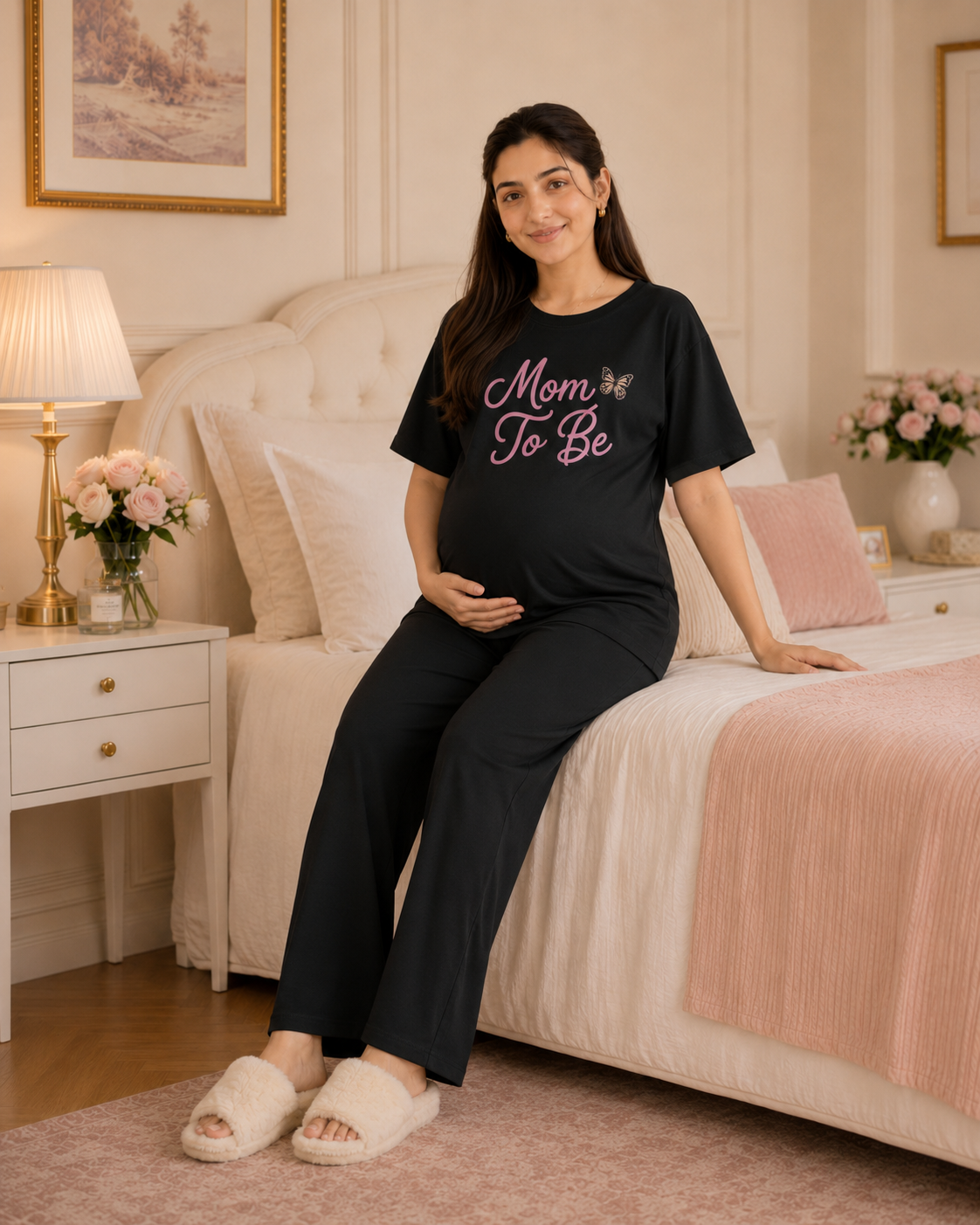 Mom to Be Maternity Cotton Night Suit