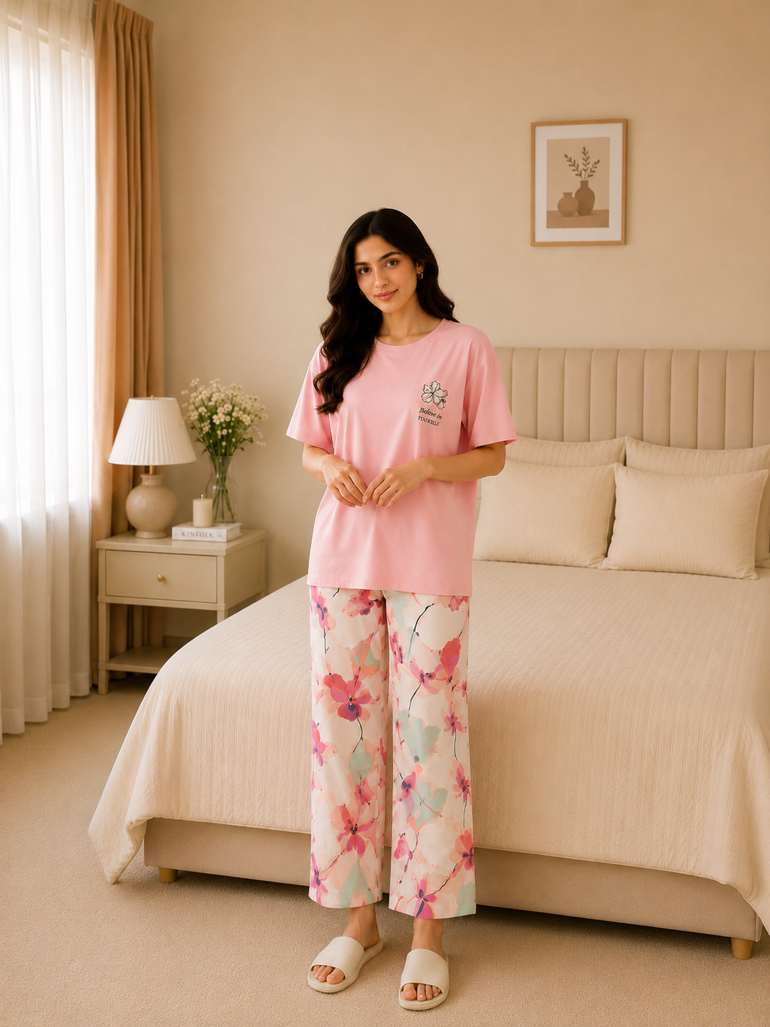 Long Leaf Printed Night Suit