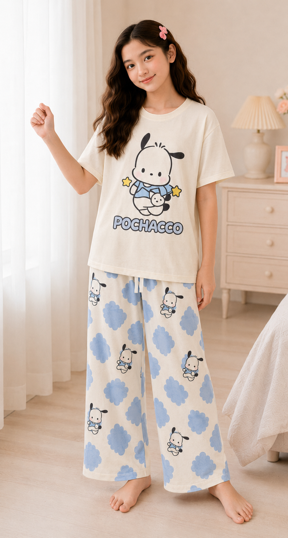 Cream Blue Pochacco Cloud Night Suit