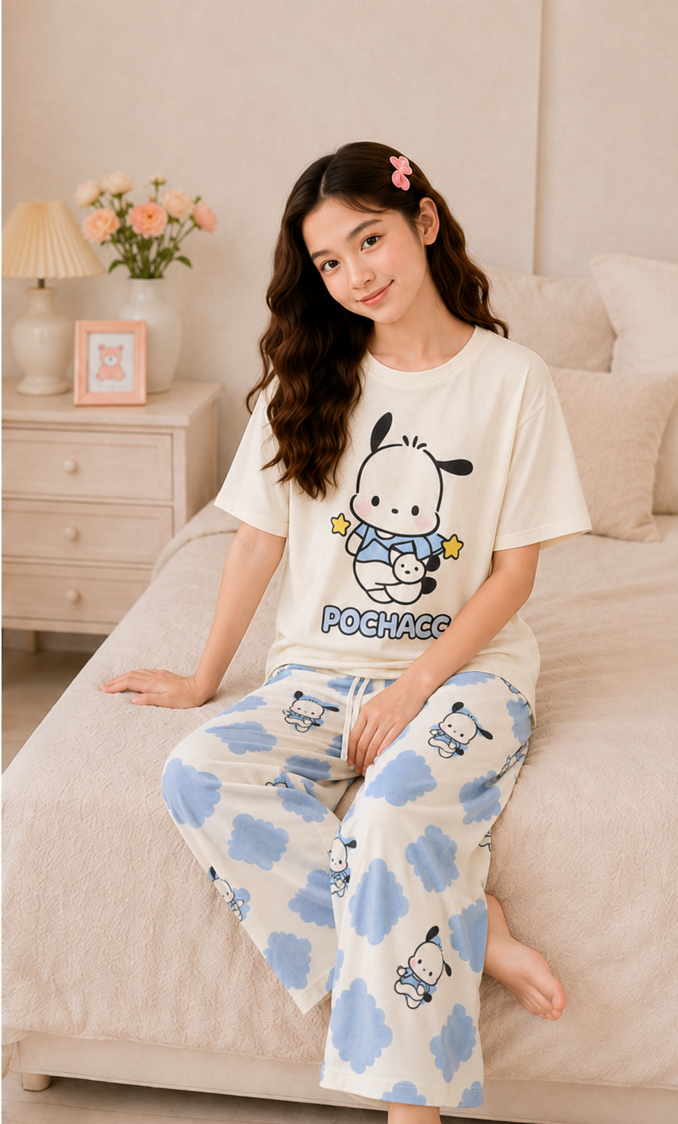 Cream Blue Pochacco Cloud Night Suit