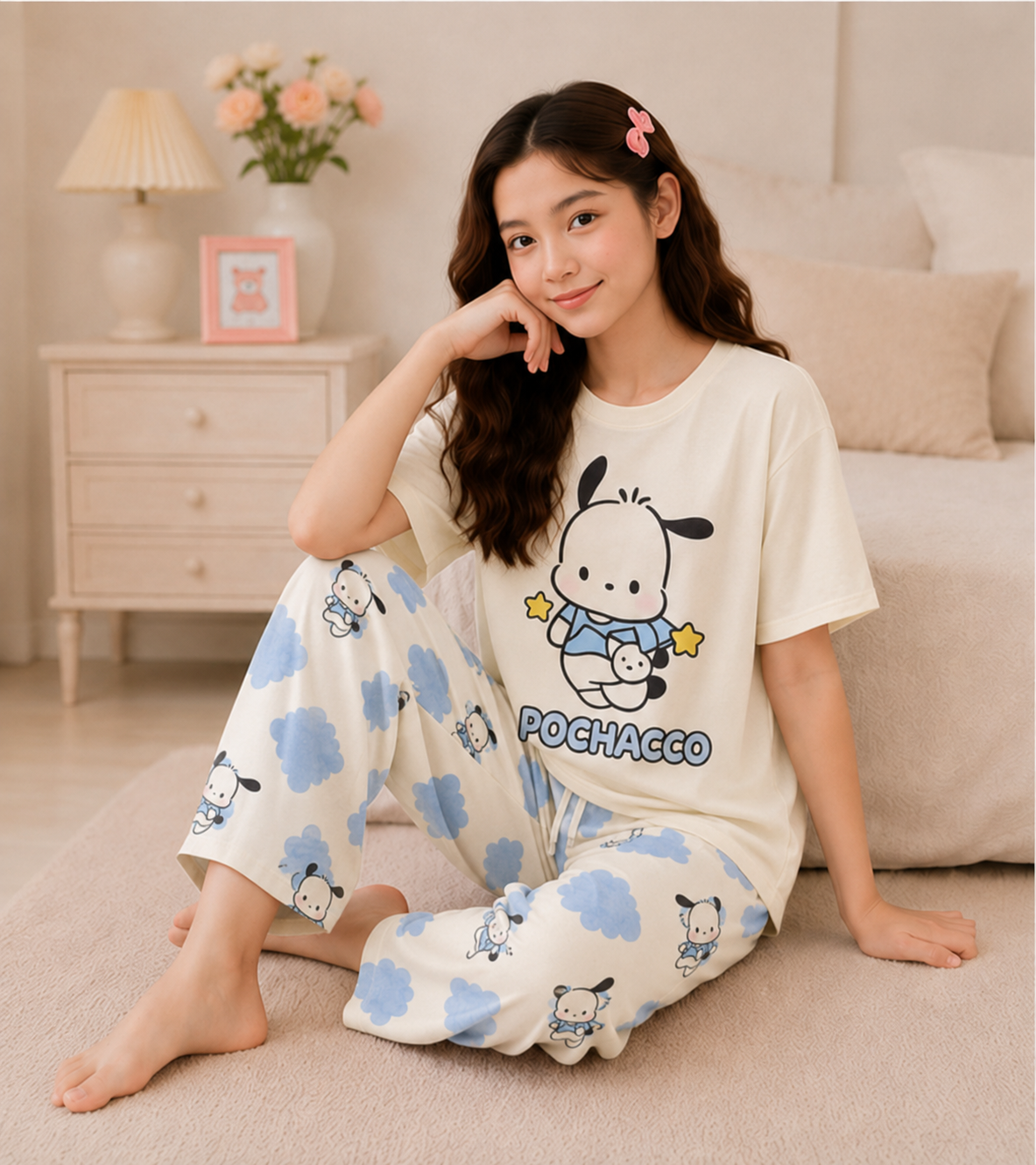 Cream Blue Pochacco Cloud Night Suit