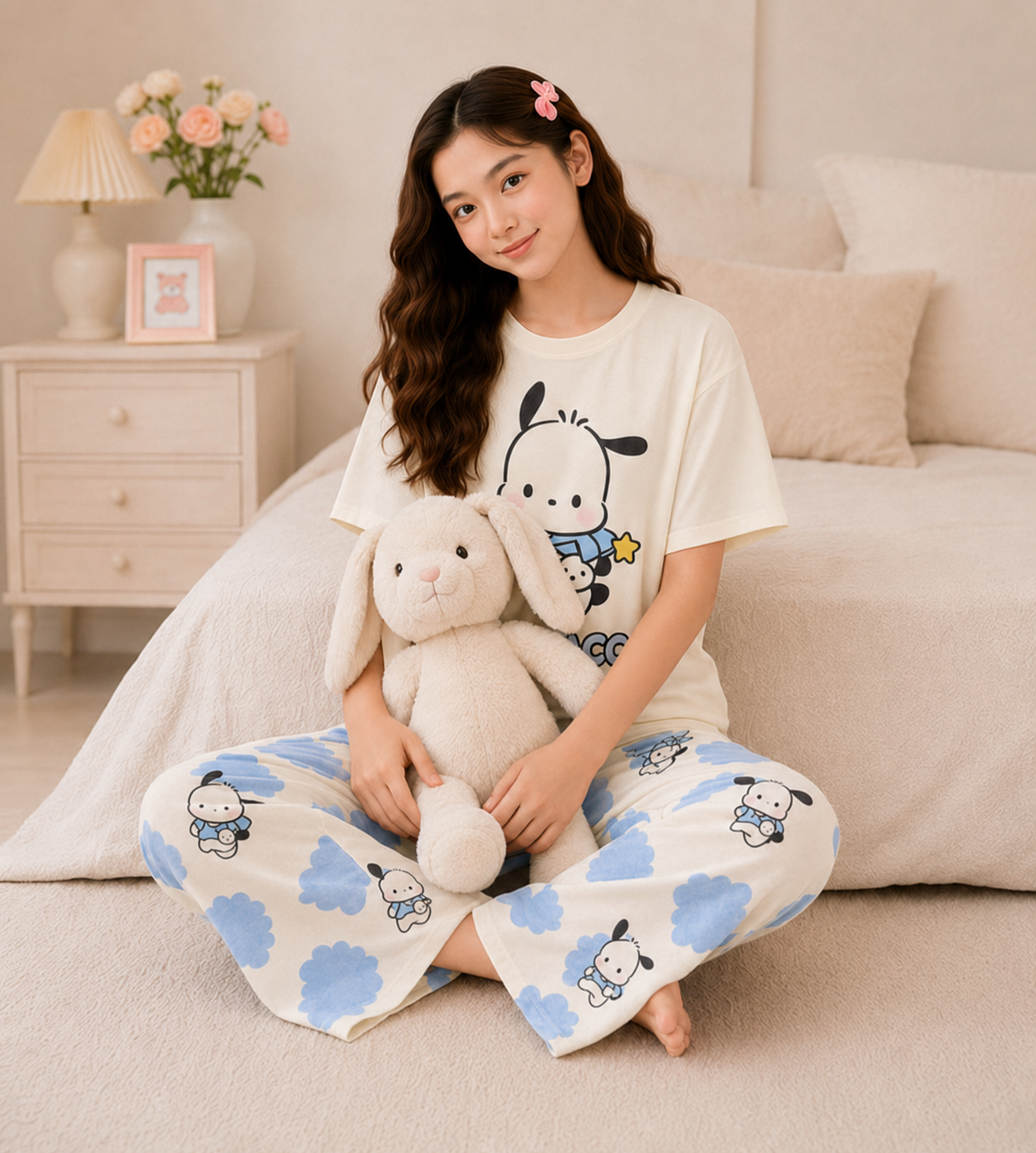 Cream Blue Pochacco Cloud Night Suit