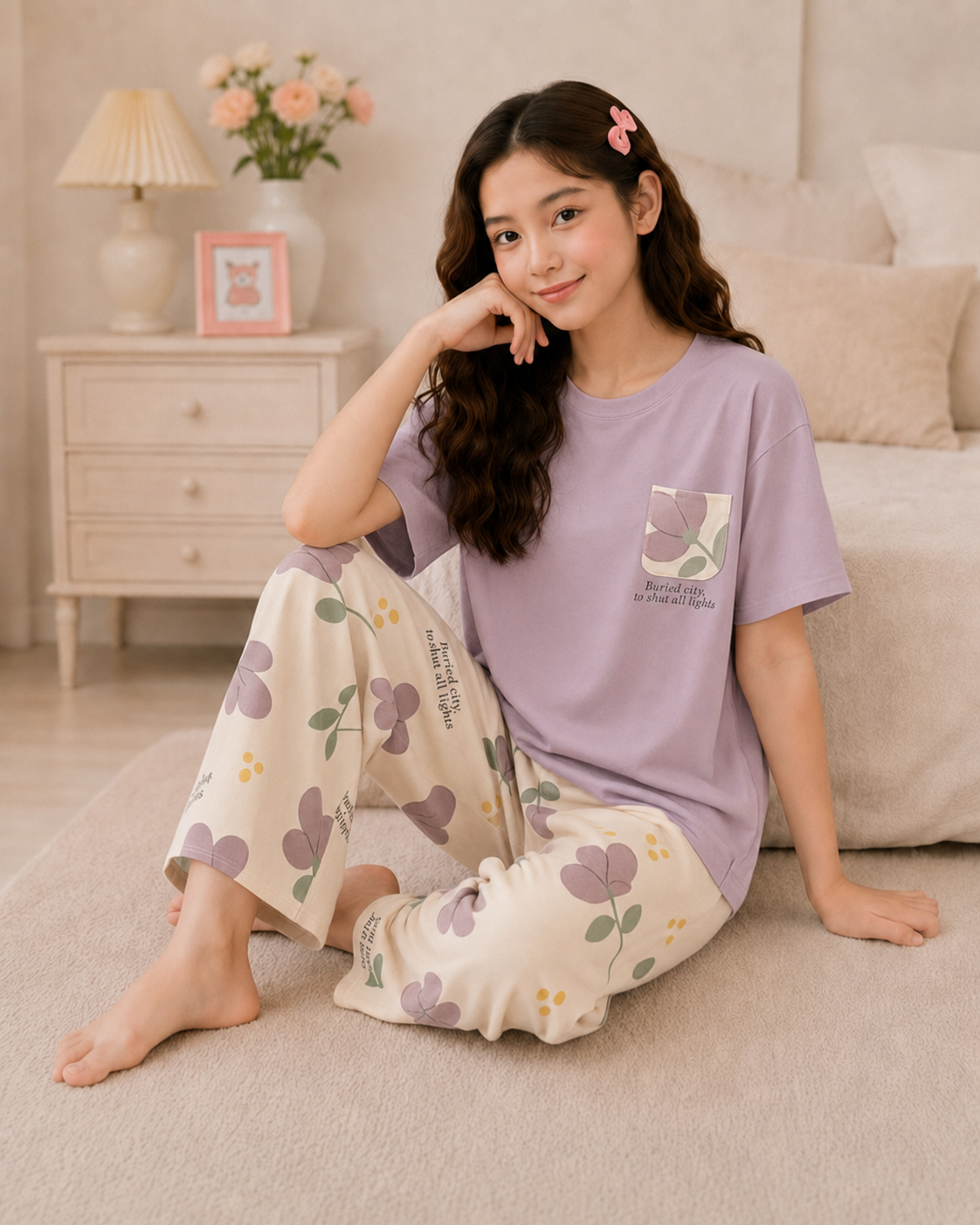 Purple Pocket  Girls Night Suit