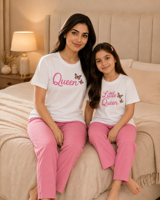 Queen W-P Mom & Daughter Night Suit