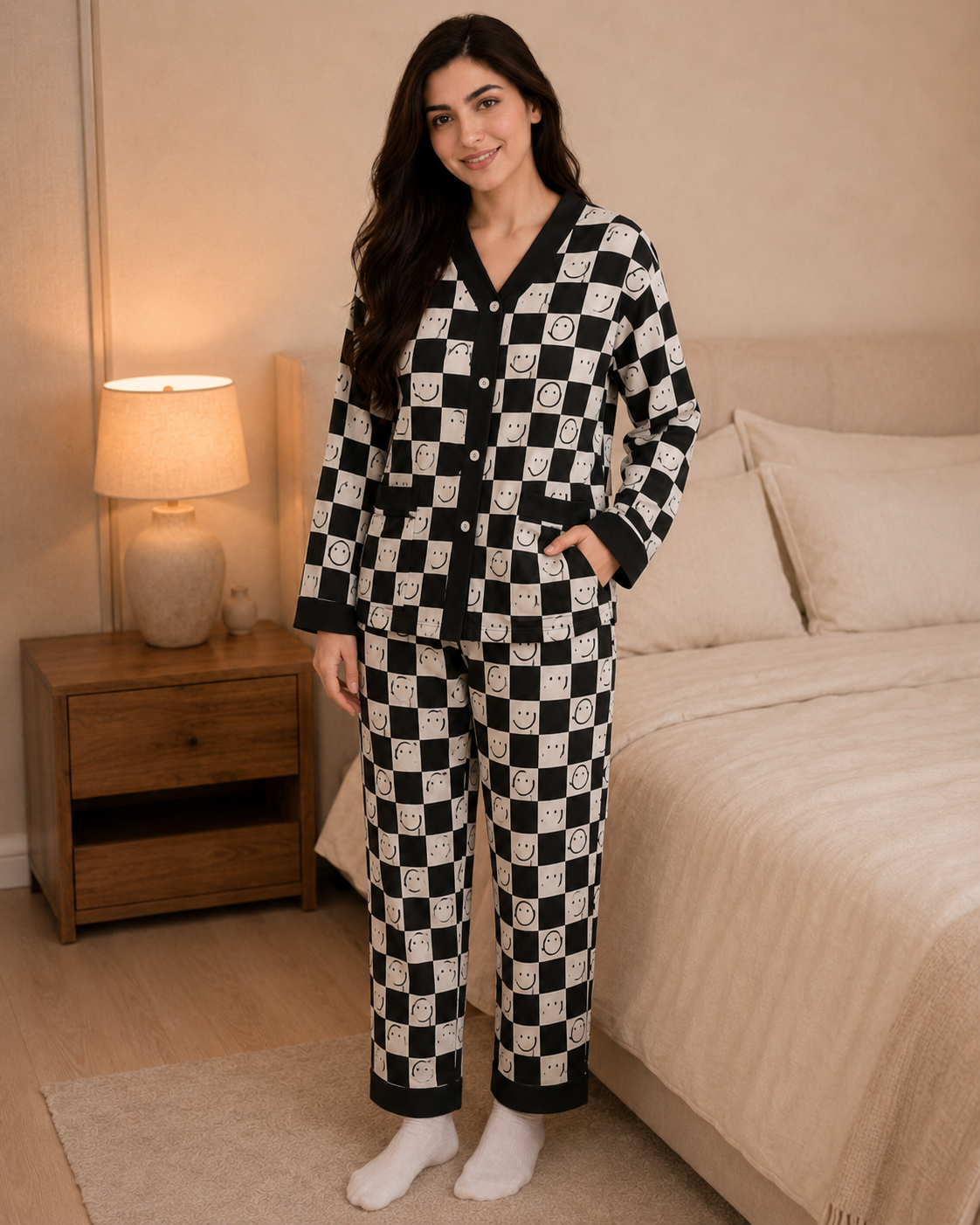 Chess Smiley Premium Night Suit – full view
