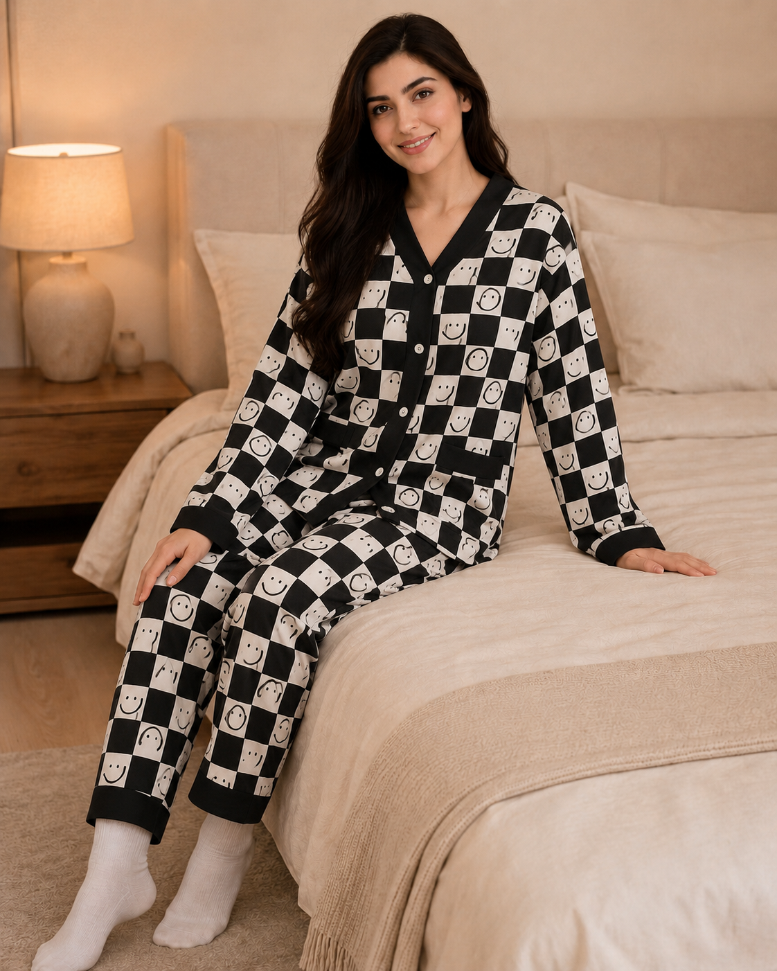 Chess Smiley Premium Night Suit – seated view