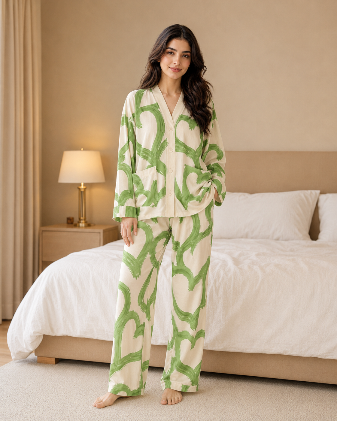 Green Heart Premium Night Suit – full view