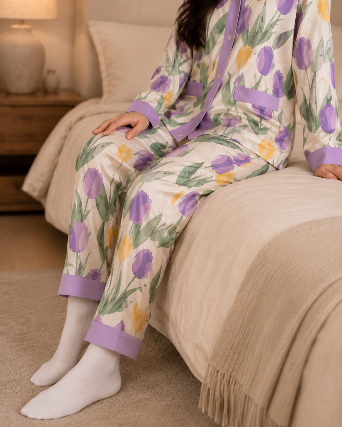 Purple Tulip Premium Night Suit – trouser detail