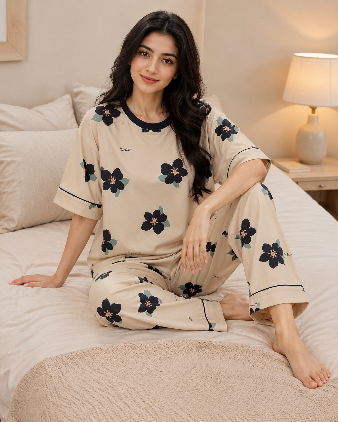 Skin Flower Printed Night Suit