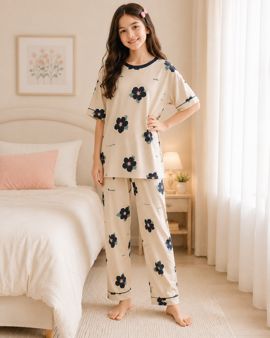 Skin Flower Girls Night Suit