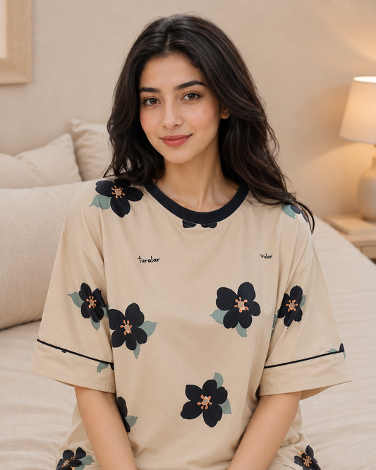 Skin Flower Printed Night Suit