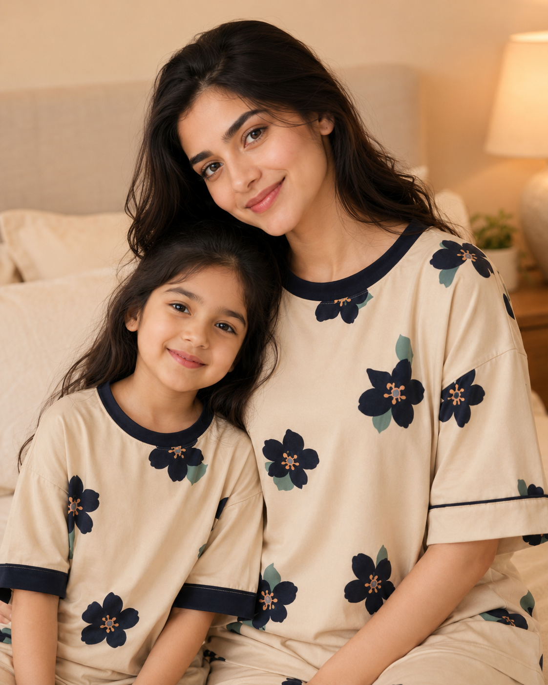 Skin Flower Mom & Daughter Night Suit